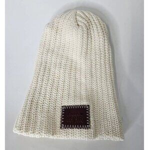 LOVE YOUR MELON One Size Beanie Knit Hat Foldover Patch Logo Cotton Cuffed Beige